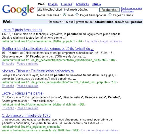 Copie cran d'une recherche sur Google